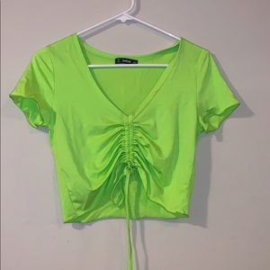 Neon Green Cinched Shein Top